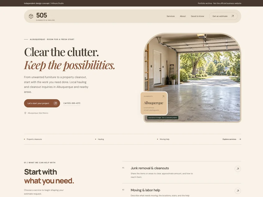 505 Property Cleanout & Hauling website design