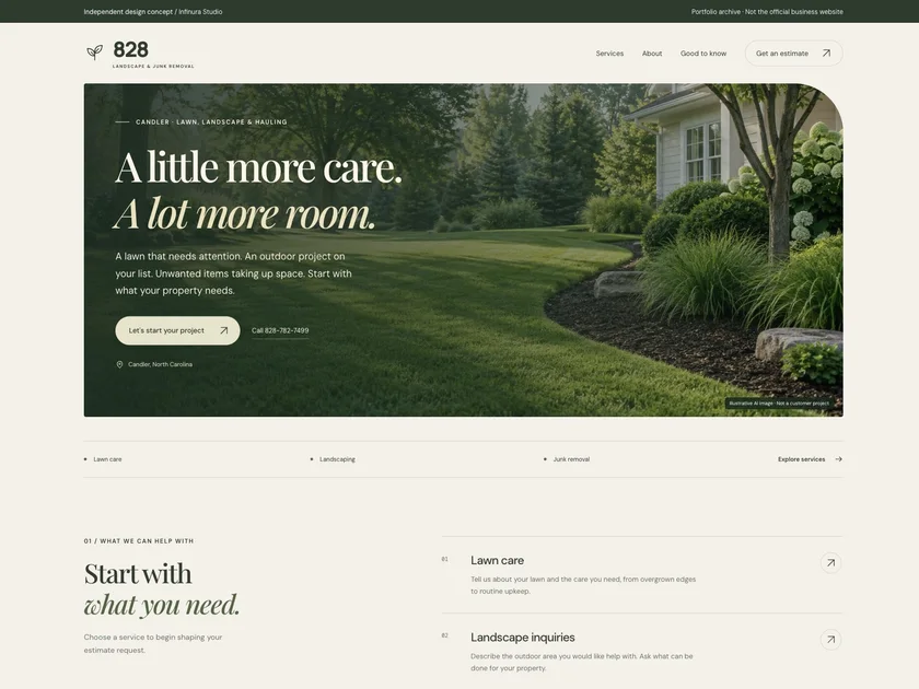 828 Landscape and Junk Removal website design