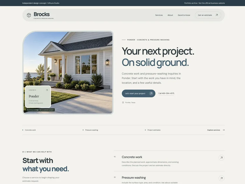 Brocks Concrete & Pressure Washing Services website design