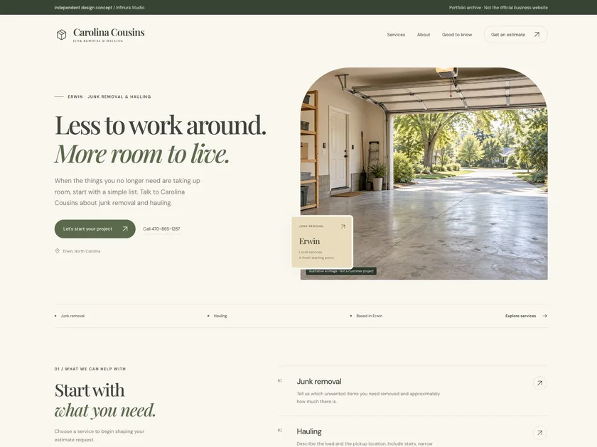Carolina Cousins Junk Removal website design