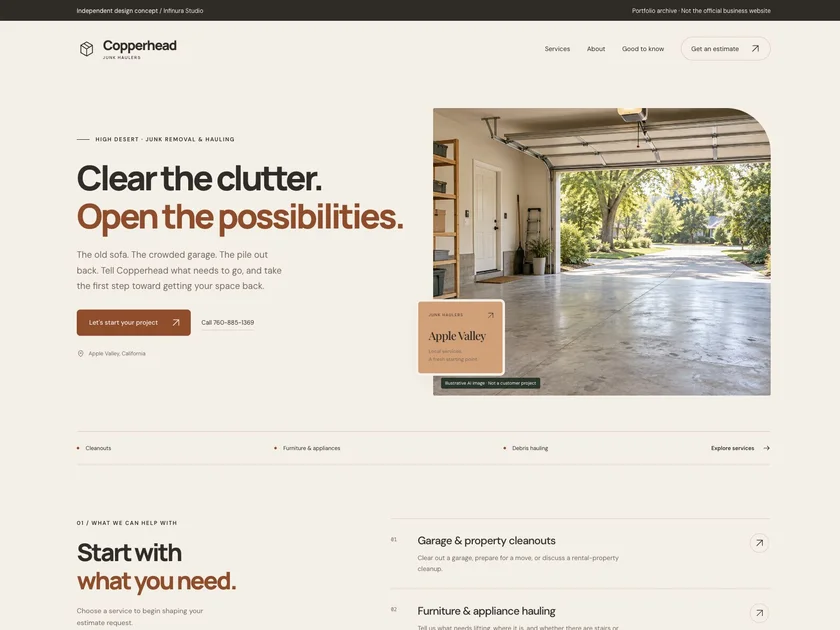 Copperhead Junk Haulers website design