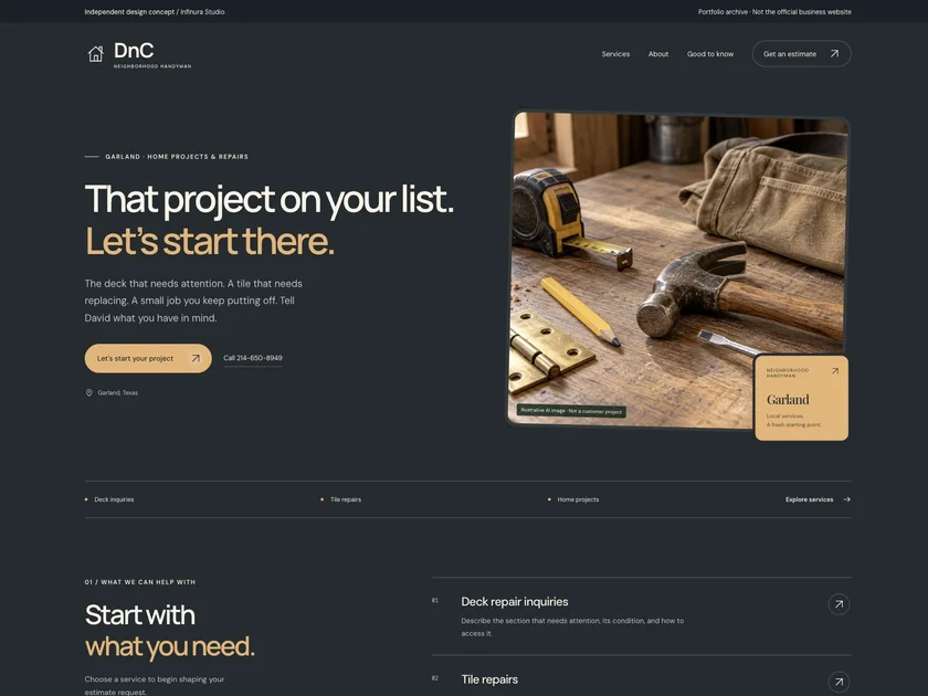 DnC Neighborhood Handyman website design