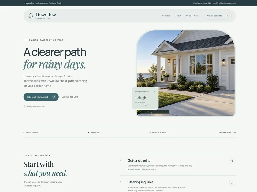 Downflow Gutter Cleaning website design