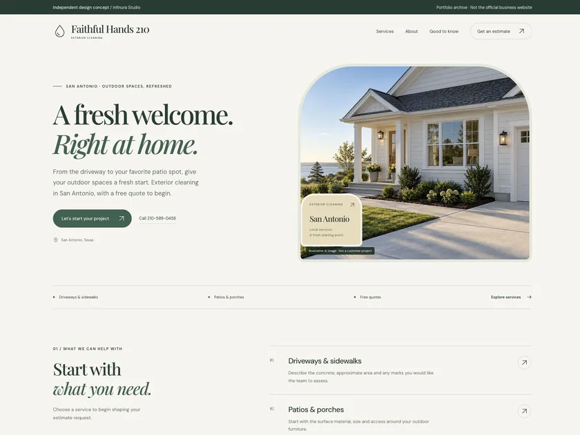 Faithful Hands 210 Exterior Cleaning website design