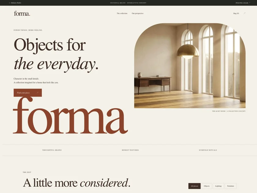 Forma Objects website design