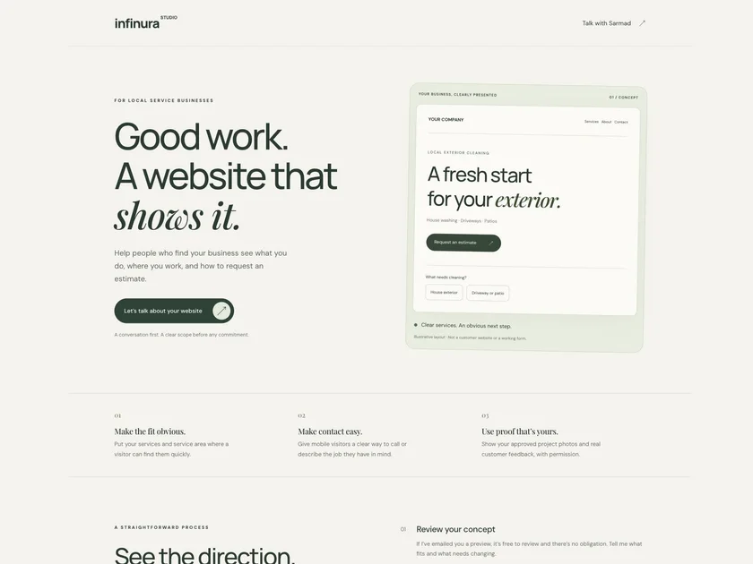 Infinura Studio website design