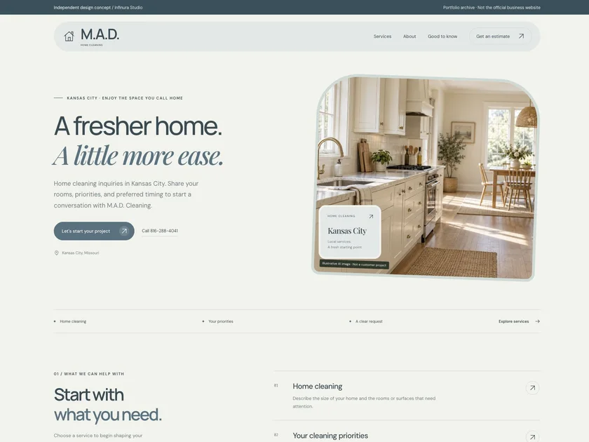 M.A.D. Cleaning website design