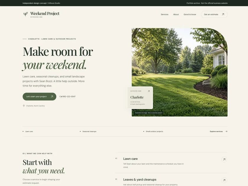 The Next Weekend Project website design