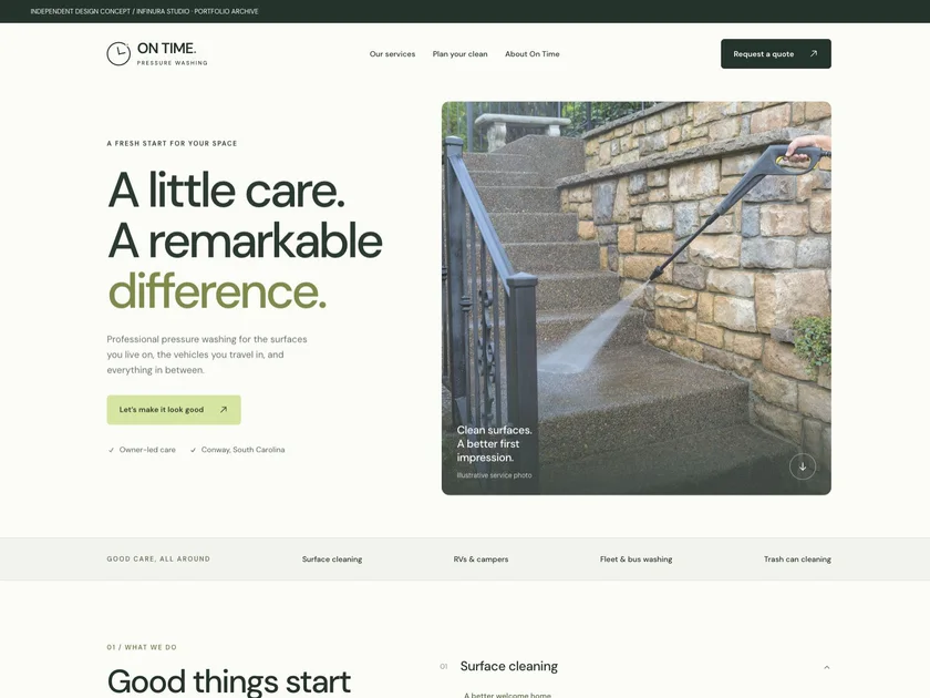 On Time Pressure Washing website design