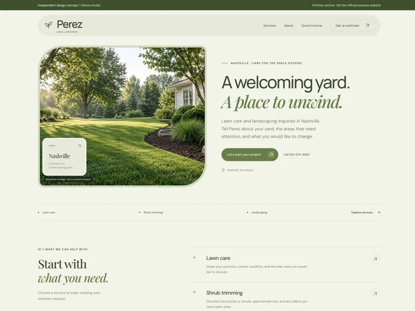Perez Lawn and Landscaping website design
