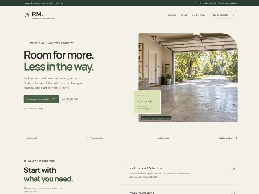 P.M. Junk Removal & Pressure Washing website design