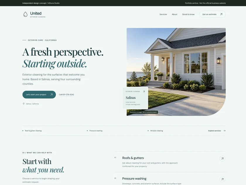 United Exterior Cleaning website design